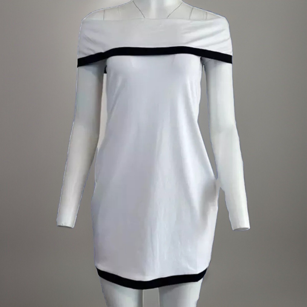 Susana Monaco Off Shoulder Dress L Beach Yacht Nautical Vacation Coastal Chic